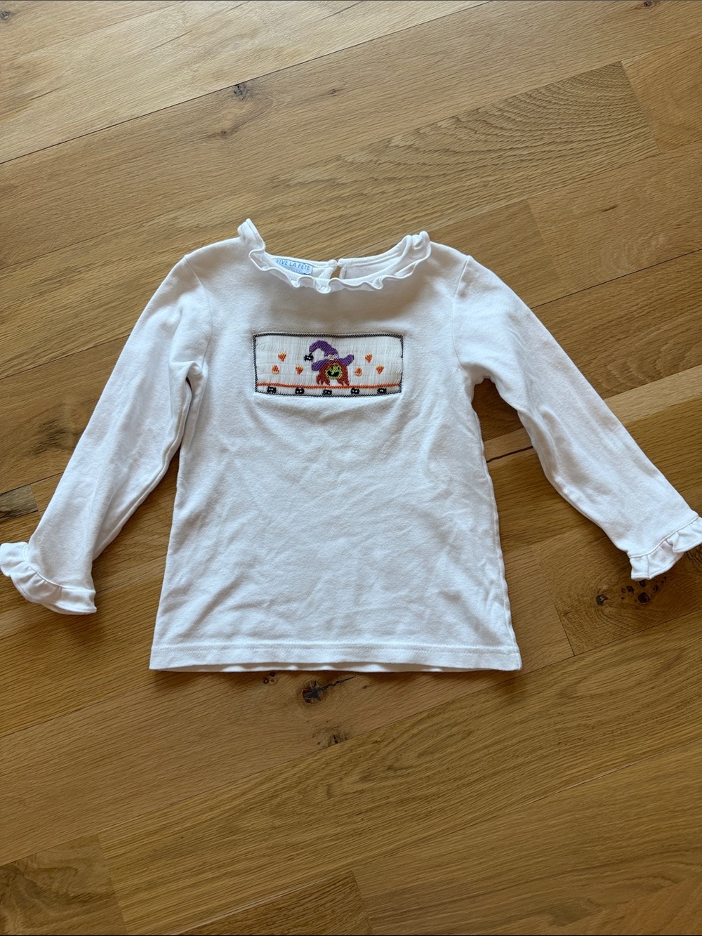 Vive La Fete Girls Long Sleeve Smocked Halloween Witch Shirt